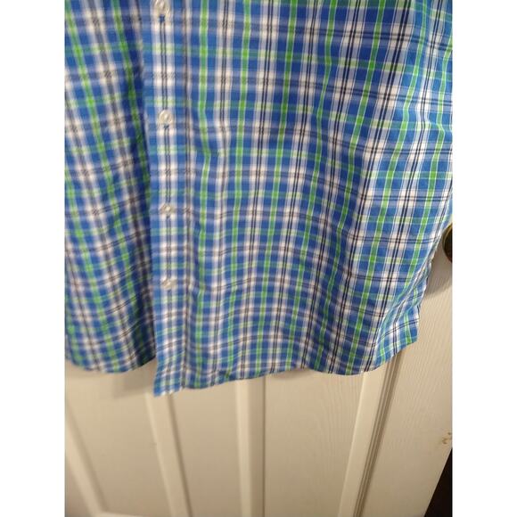 Croft&Barrow Men's XL Shirt Blue Green Plaid Collared Button Shirt Sleeve - Picture 6 of 10